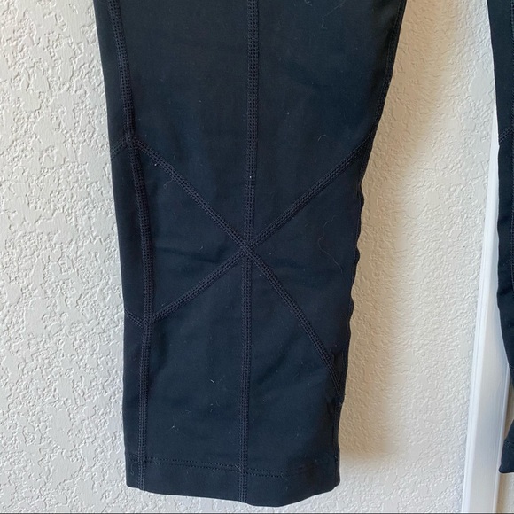 PrAna Capri Criss Cross Stitched Black Leggings - Picture 3 of 5